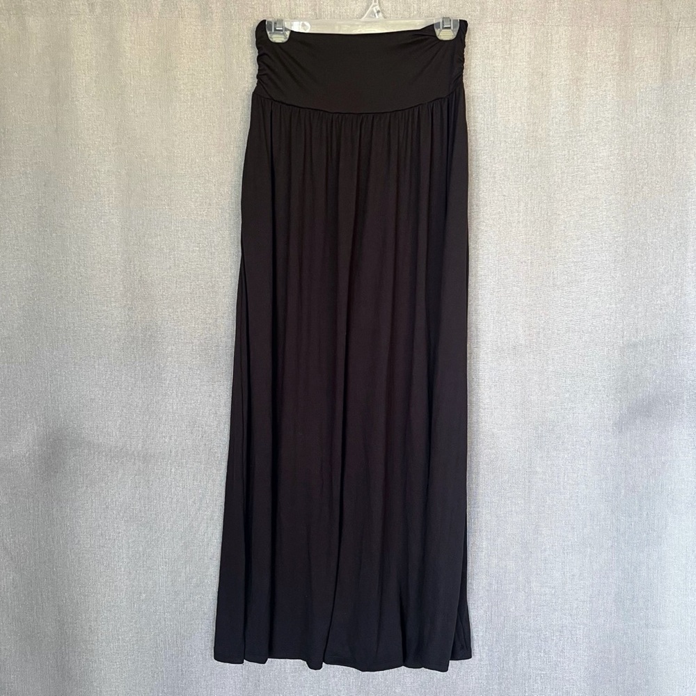 NWT Doublju Classic Black A-Line Maxi Skirt Size M